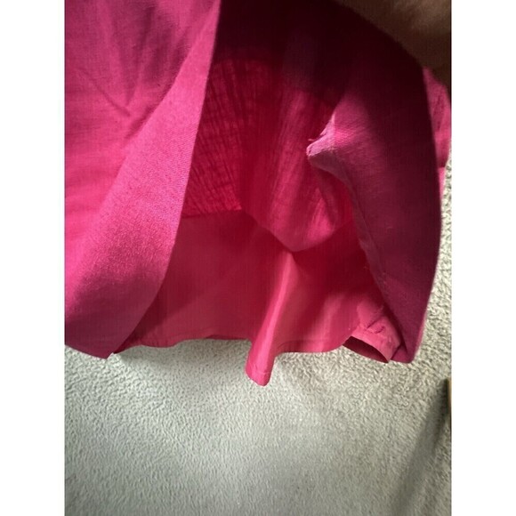 Casual Corner Dress womens 14 Pink Linen Blend Short Sleeve Lined Breathable USA - Picture 11 of 14